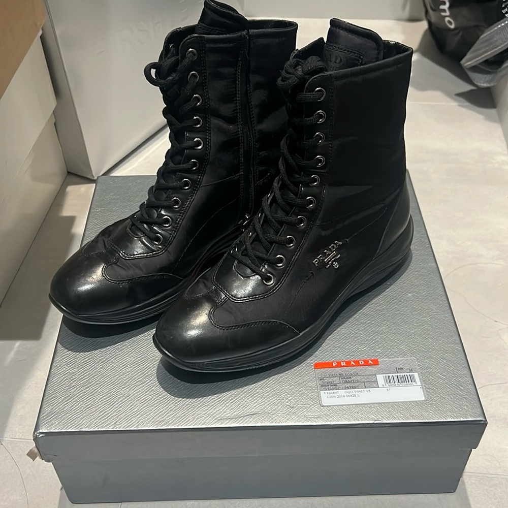 Prada Lace up and side zipper Booties - Perfect Condition